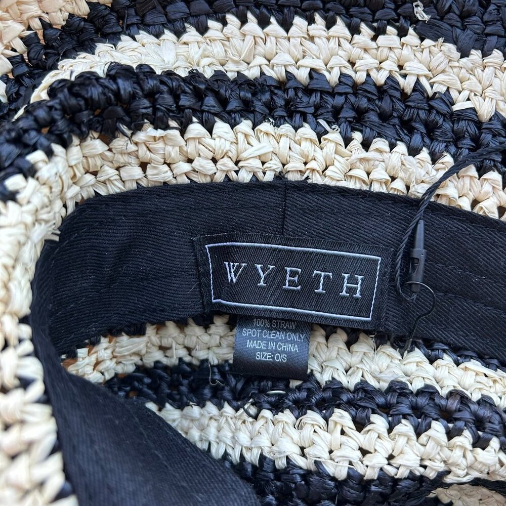NEW Wyeth Woven Striped Bucket Hat 100% Straw Boho Vacation Outdoor - Picture 4 of 6